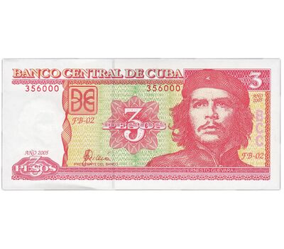  Банкнота 3 песо 2005 «Че Гевара» Куба Пресс, фото 1 