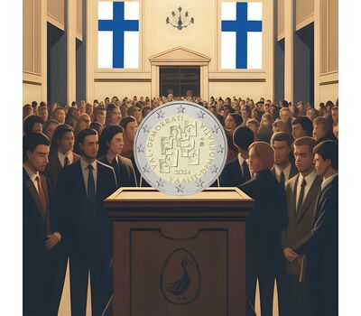  Монета 2 евро 2024 «Выборы как основа демократии» Финляндия, фото 4 