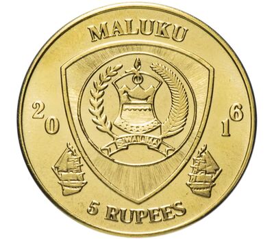  Монета 5 рупий 2016 «Бойцовая рыбка. Экзотические рыбы» Малуку (Индонезия), фото 2 