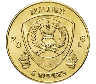  Монета 5 рупий 2016 «Золотая рыбка. Экзотические рыбы» Малуку (Индонезия), фото 2 